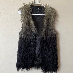 BB Dakota Black and Gray Faux Fur Vest with Ombré Effect